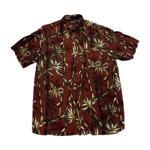 Red Macaw Floral Button-Up Shirt